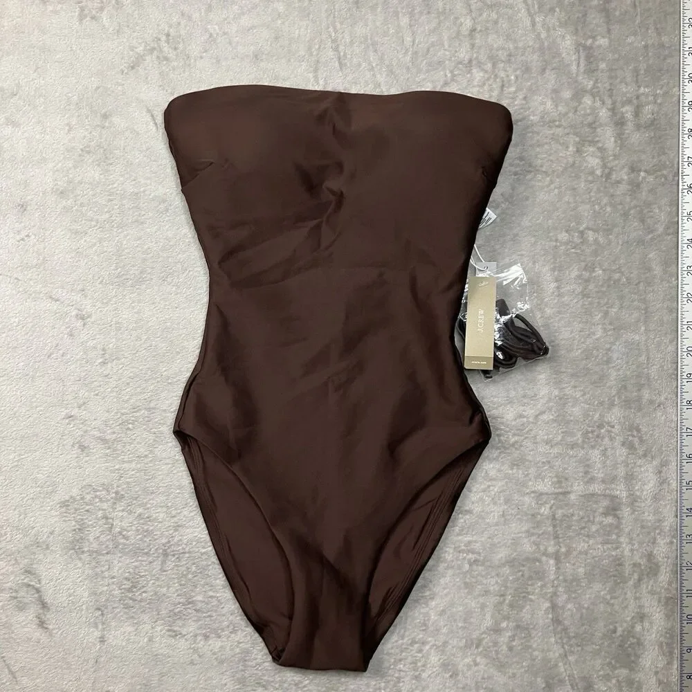 J.Crew Classic Sculpt Gemma One Piece Swimsuit 2 Brown Convertible Strapless